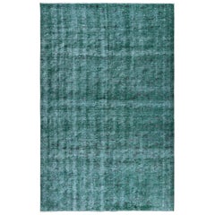 6x9.2 Ft Handmade Shabby Chic Rug in Solid Green, Modern Turkish Carpet