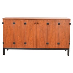 Milo Baughman for Directional Walnut and Ebonized Sideboard Credenza, 1960s