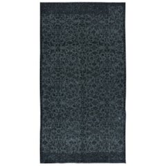 4.7x8.8 Ft Floral Area Rug in Black & Gray, Handknotted and Handwoven in Turkey