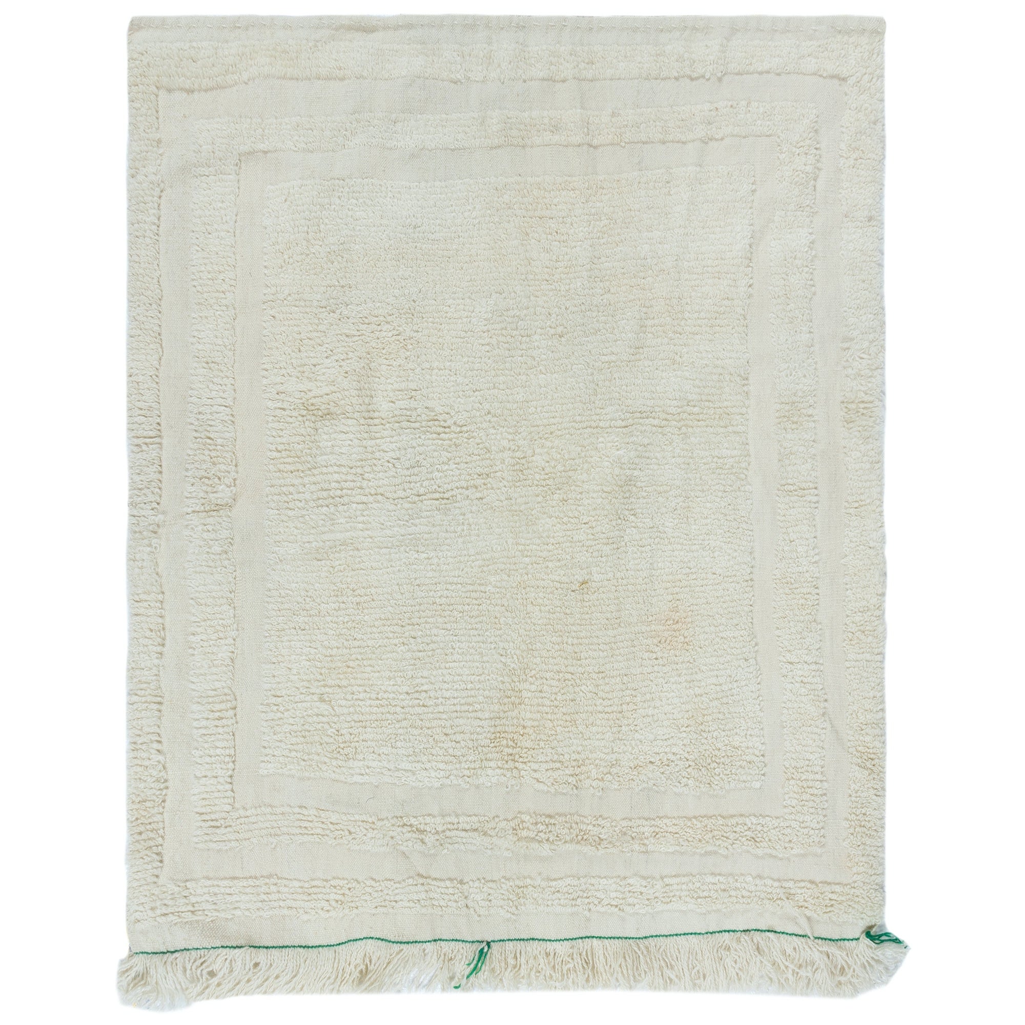 40"x48" Vintage Handmade Turkish Tulu Rug Made of Natural Un-Dyed Beige Wool