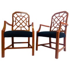 Mid-century hand painted decorator chinoiserie armchairs/a pair