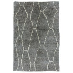 4x6 Ft Modern Moroccan Tulu Rug in Gray, Premium Quality 100% Natural Wool