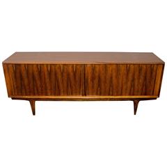 Danish Bernhard Pedersen Rosewood Credenza, Tambour Doors