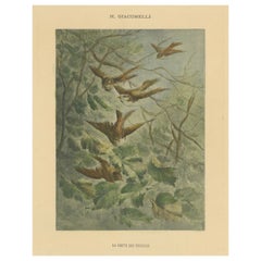 Herbstflug - Giacomellis Spatzen im fallenden Laub, CIRCA 1891