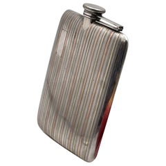Elgin 14K Gold and Sterling Silver Flask in Art Deco Style Early 20th Century