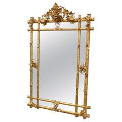 French Foliage Grapevine Gilt wood and Gesso Flanking Dove Wall Mirror, C. 1810