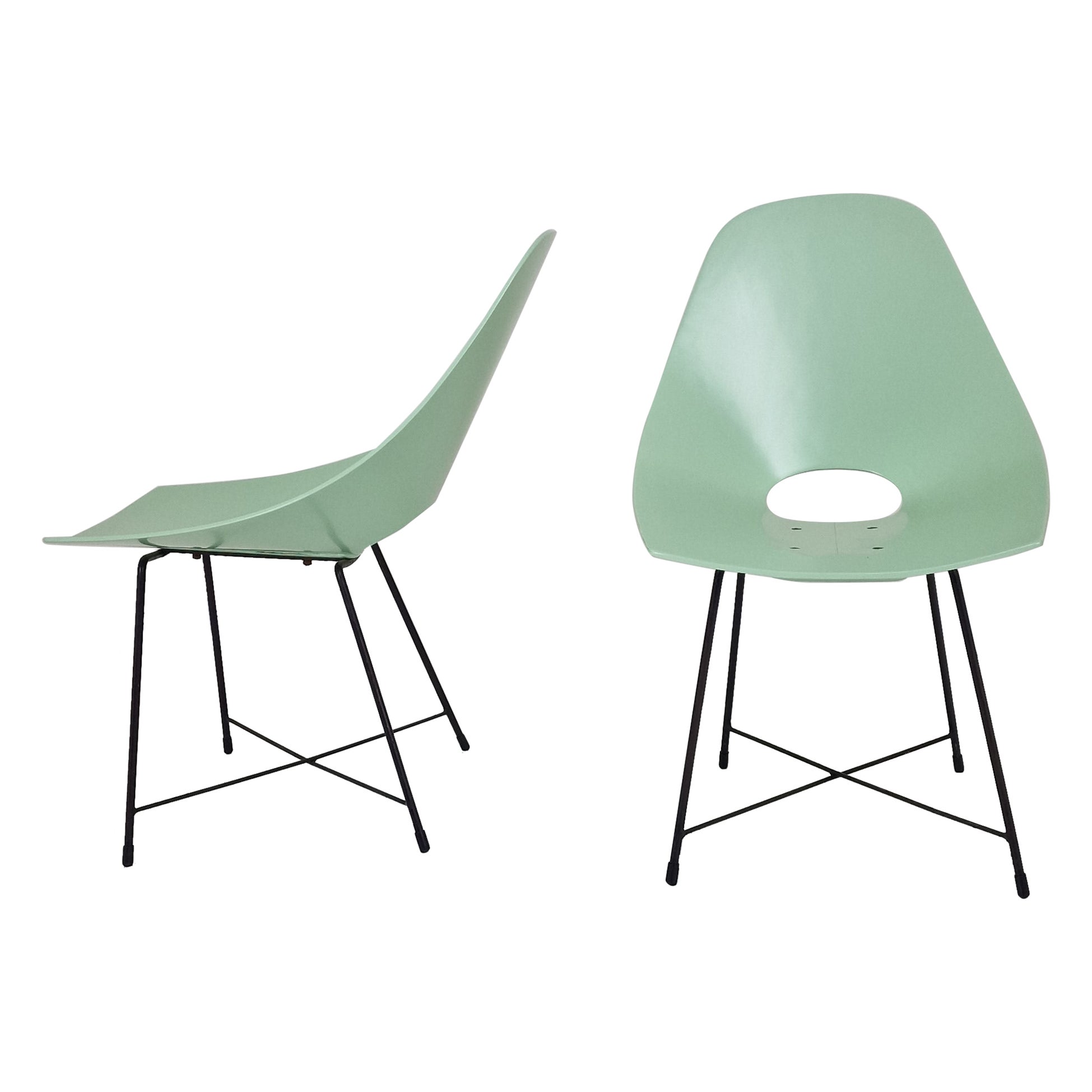 Mid Century Pair of Augusto Bozzi Chairs for Saporiti, Italy 1950's