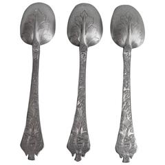 Rare Set of Three Charles II Trefid Teaspoons Made in London circa 1683, Maker