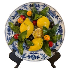 Vintage French Christine Viennet Hand Crafted "Trompe L'Oeil" Fruit Art Plate