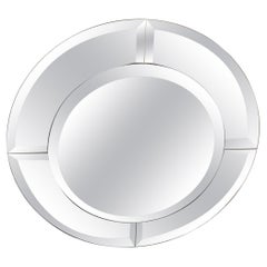Wonderful Vintage Mid Century Modern Lorin Marsh Smoked Beveled Round Mirror