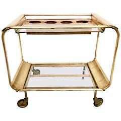 Art Deco Bar Cart in Copper and Brass, Italy, 1930