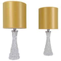 Lámparas de mesa de cristal modernas de mediados de siglo Orrefors by Carl Fagerlund Suecia Años 70