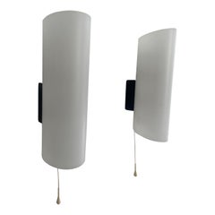 Cylindrical White Plexiglass Pair of Sconces, 1960s, Germany
