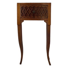 Mid-century Modern Wood Side Table, Nightstand with a Drawer, 1950s, Italy