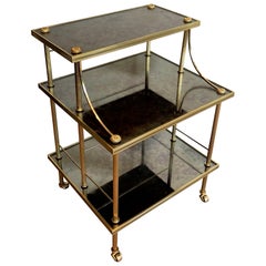 Neoclassical Stylel Brass Shelves on Casters with Three Tiers by Maison Jansen