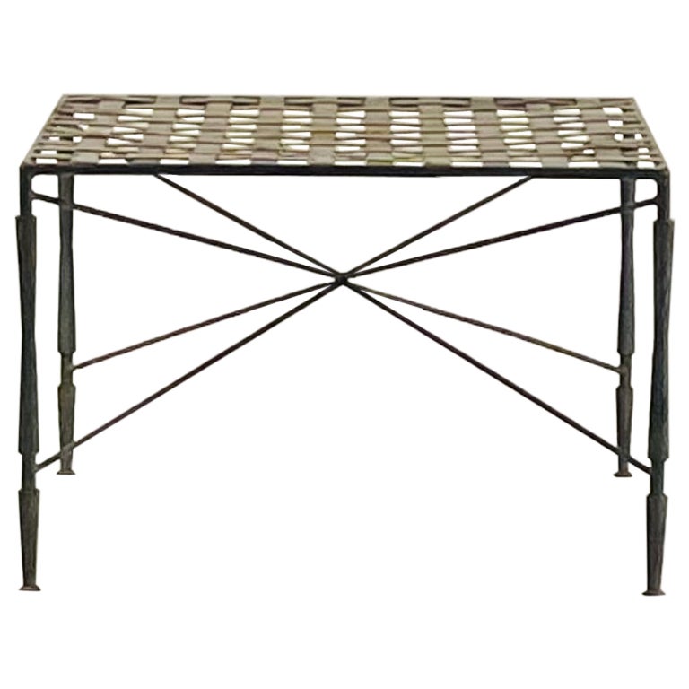 Patinated Wrought Iron Ottoman by Mario Papperzini for John Salterini