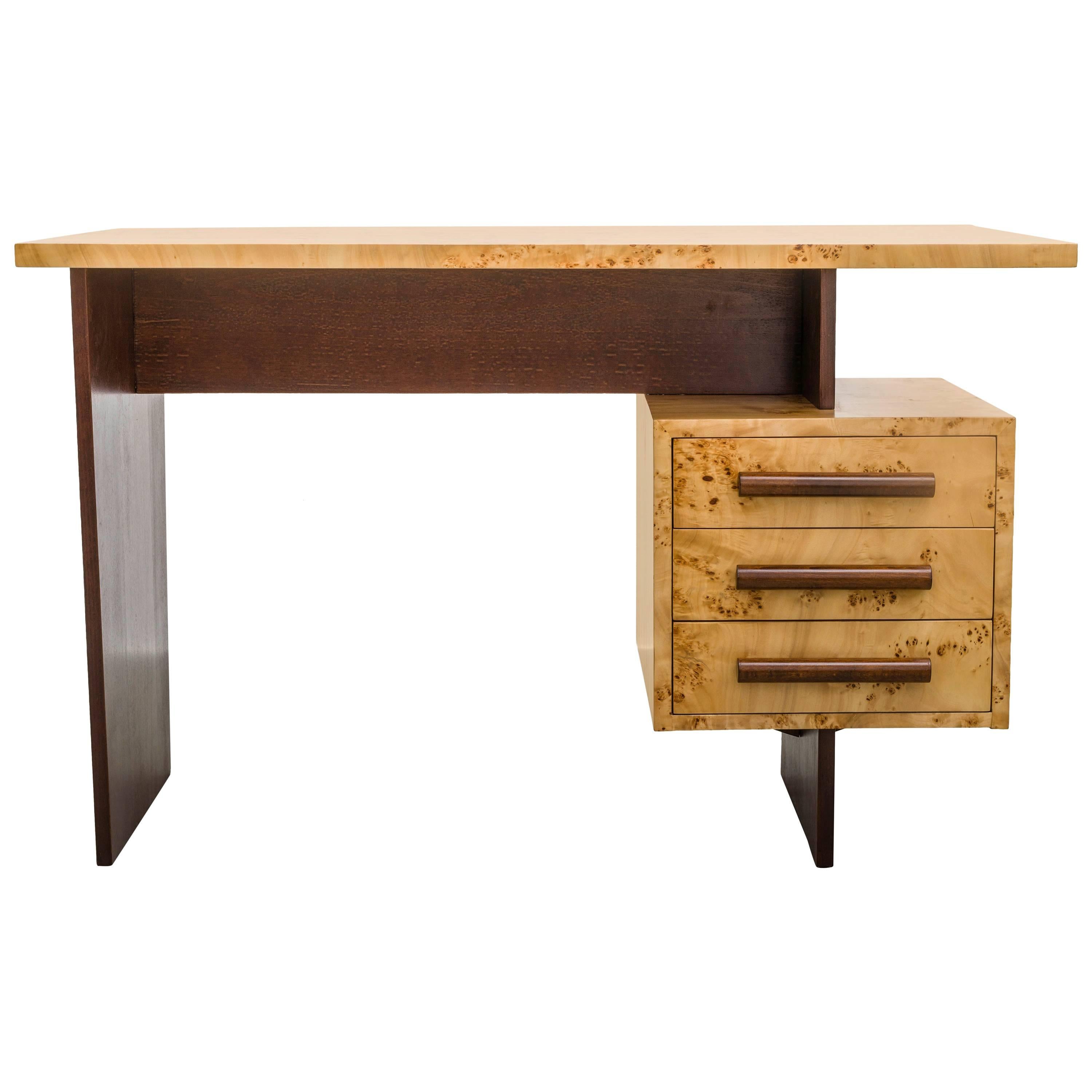 Mid-Century Freestanding Desk in Veneered Birch, 1950s