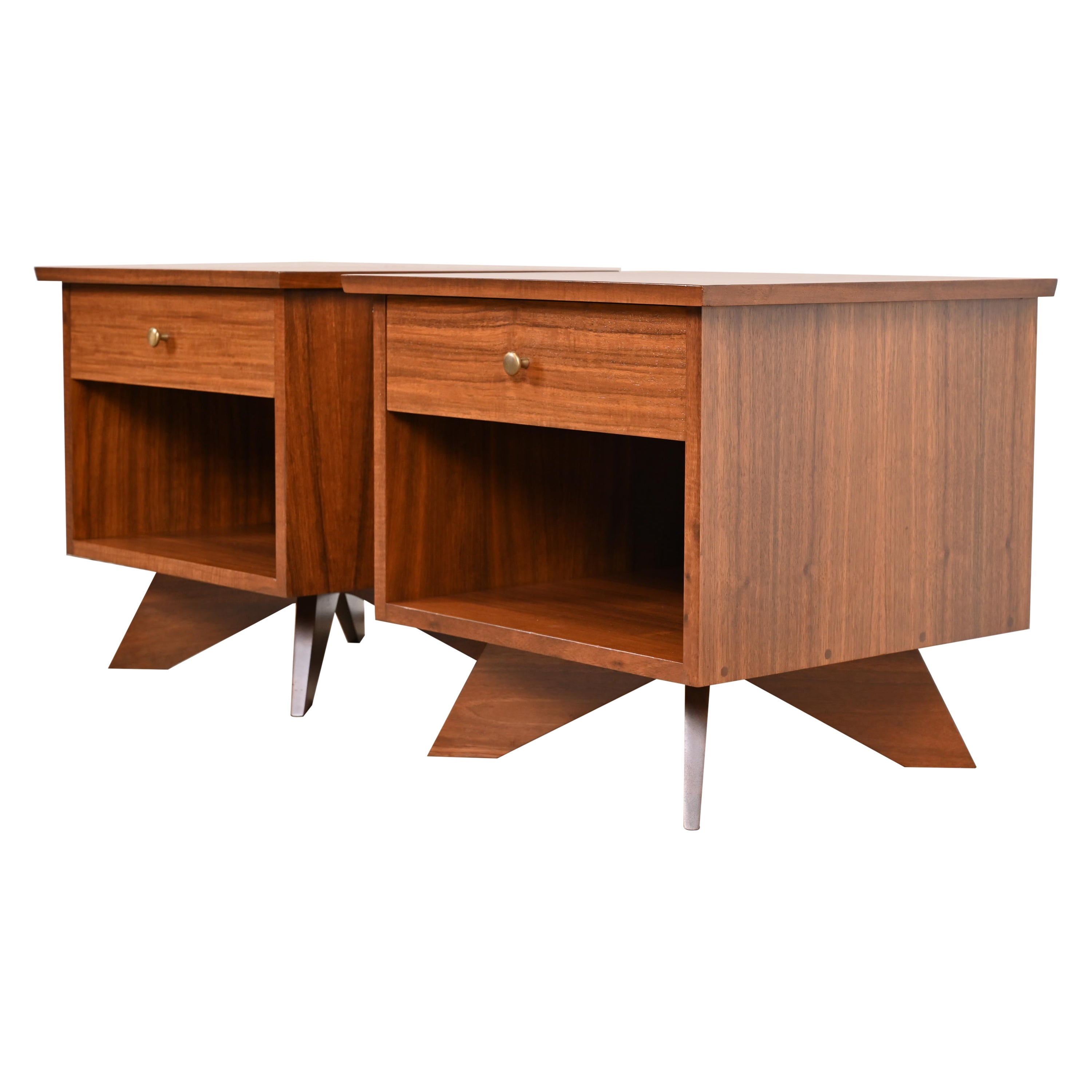 George Nakashima East Indian Laurel Wood Nightstands for Widdicomb, Refinished