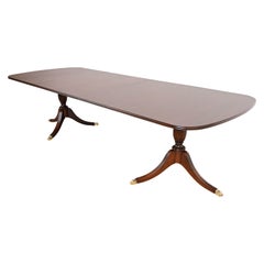 Henkel Harris Georgian Mahogany Double Pedestal Extension Dining Table