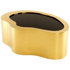 Gold and Black Glass Top Coffee Table