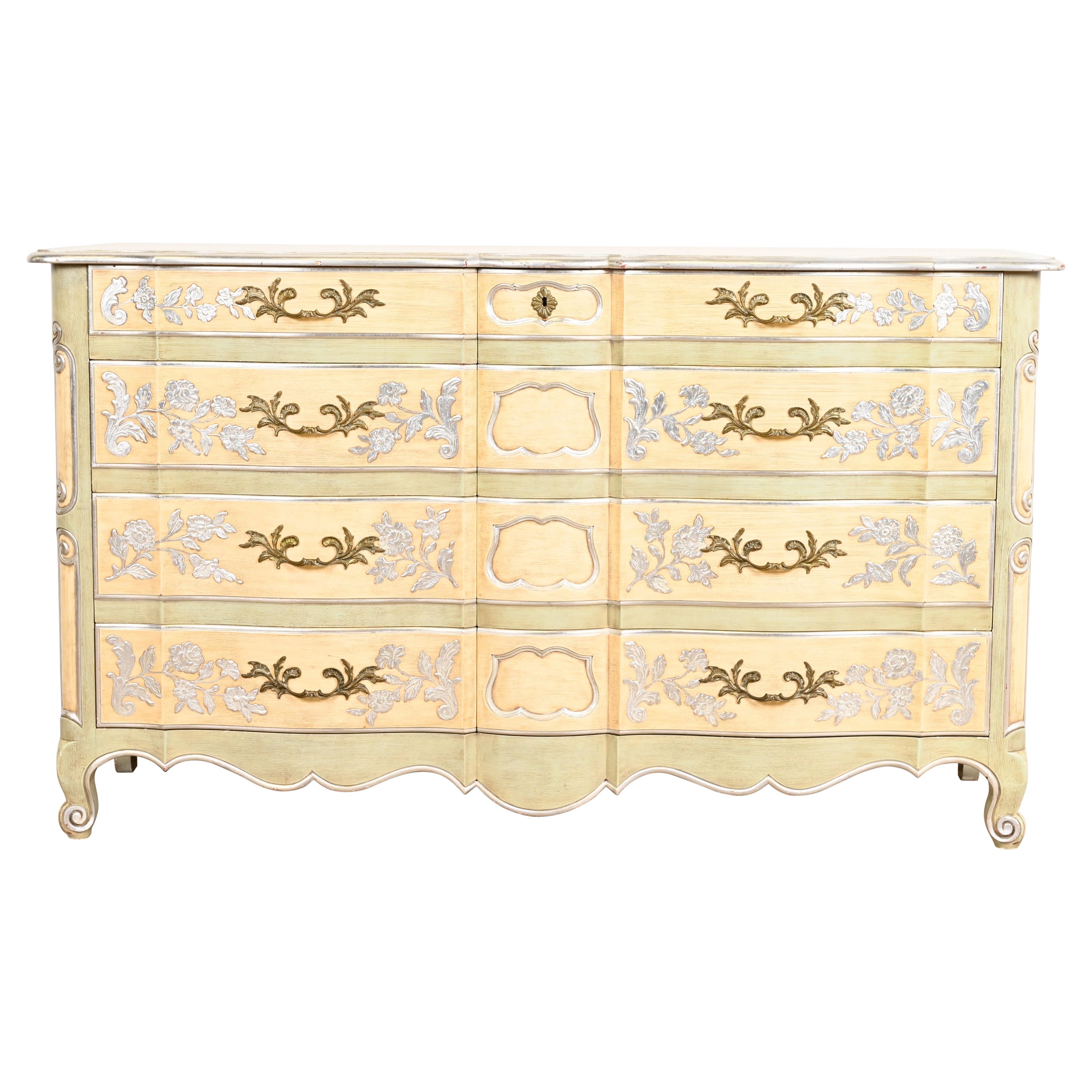 John Widdicomb Französische Provence Louis XV bemalte Kommode, ca. 1950er Jahre