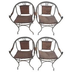 Hand Wrought Iron Mid-Century Modern Dining Chairs