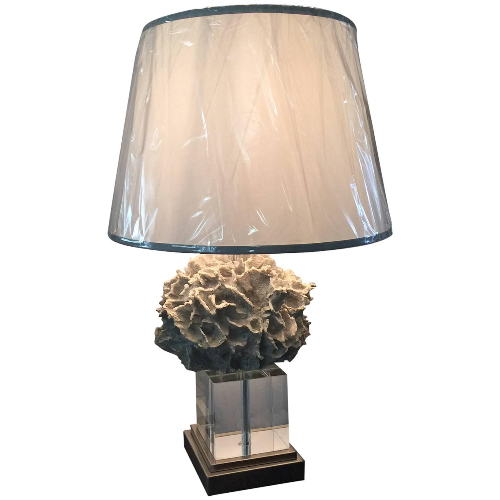 Sweet Lucite and Faux Coral Lamp