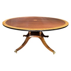 Georgian Style Round Banded Mahogany Dining Table with Outswept Legs