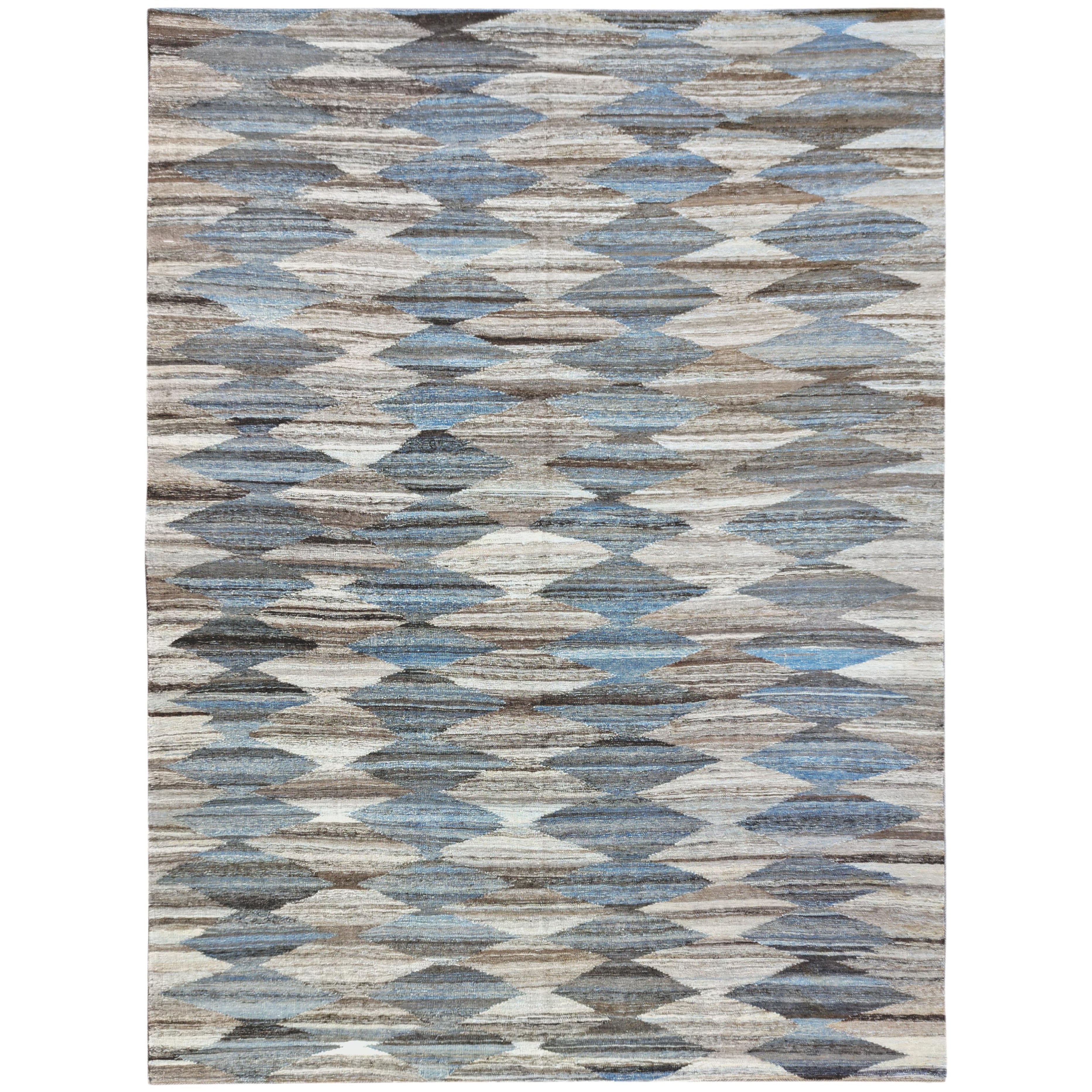 Alfombra Kilim Turca Reversible Modern Blues
