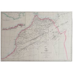Gran Mapa Antiguo Original de Marruecos. Edward Weller, 1861