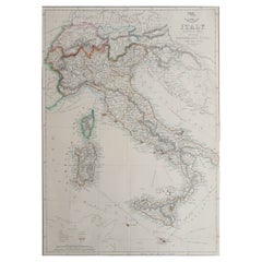 Große Original-Antike Italienkarte. John Dower, 1861