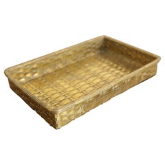 French Woven Brass Cigarette Presentation Tray, “Laurens”, early 20th century