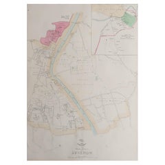 Grand plan urbain ancien original de Lucknow, en Inde. Edward Wells, 1861