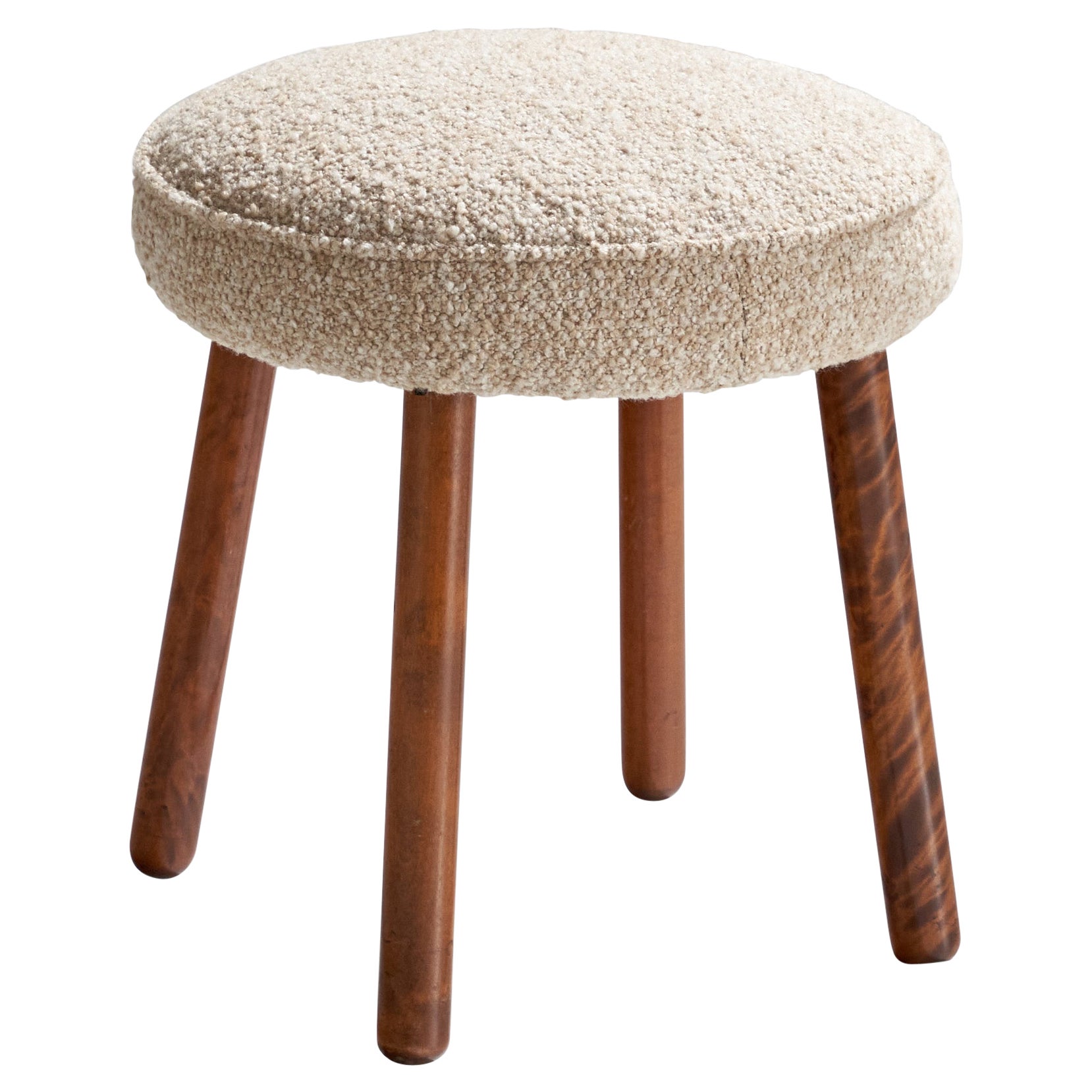 Dänischer Designer, Hocker, Holz, Stoff, Dänemark, 1940er Jahre