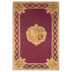 Antique Mid 19th Century English Axminster Carpet Armorial Carpet