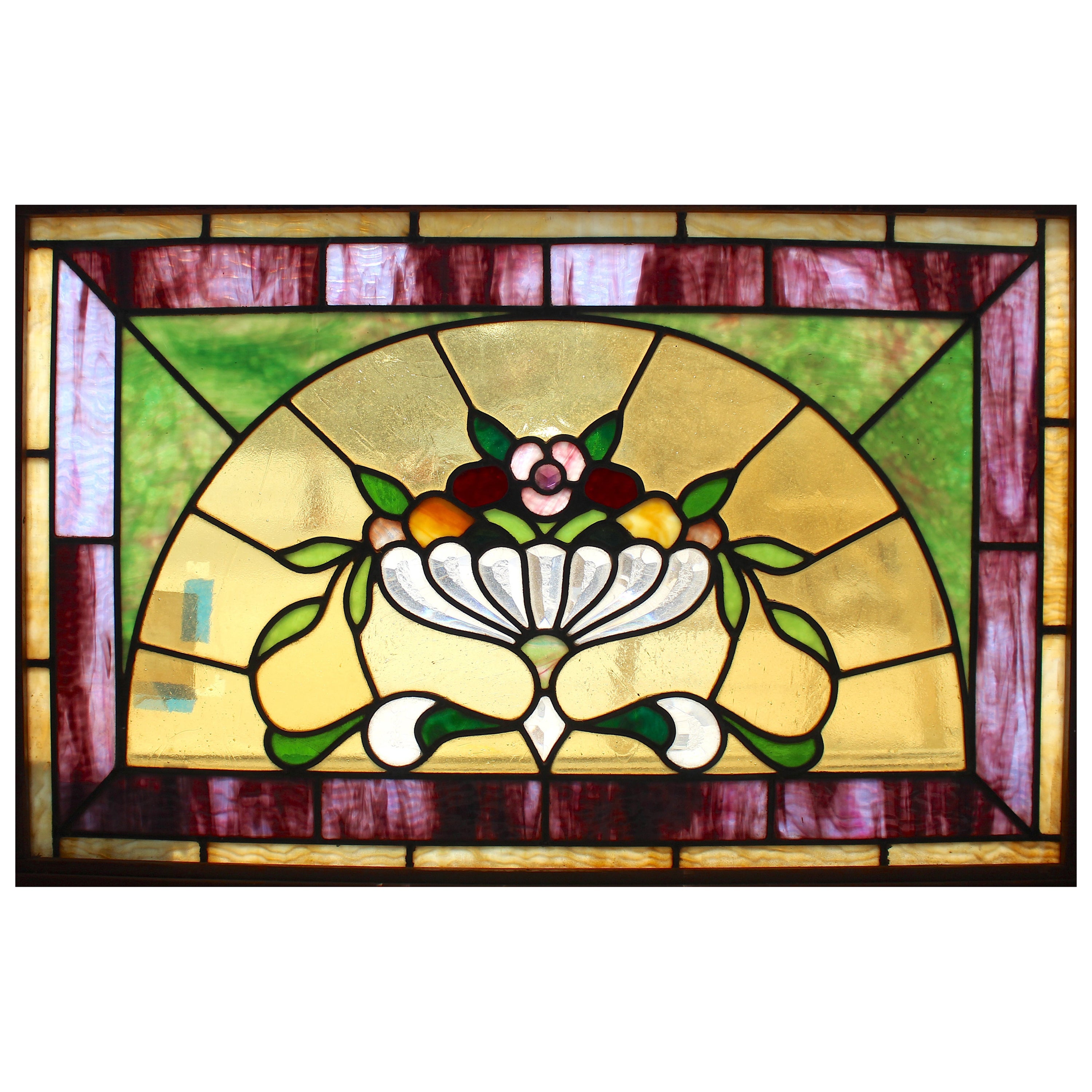 Vitrail avec corne d'abondance 36" x 24" en vente