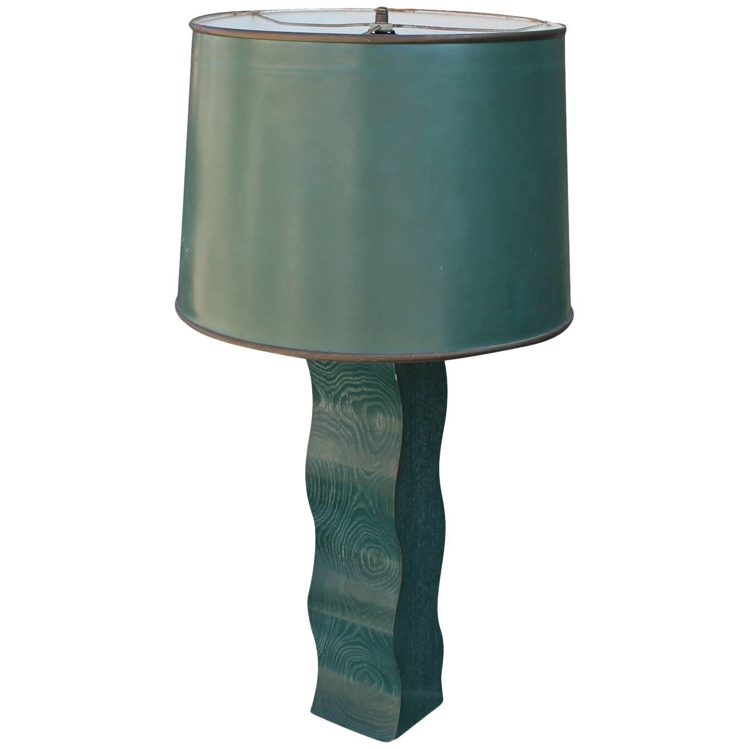 Postmodern Memphis Style Forest Green Cerused Wiggle Lamp with Matching Shade