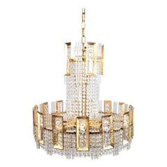 Chandelier In Gilded Brass And Glass Garlands - 12 Lights