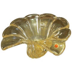 Large Barovier Murano Gold Seashell Centerpiece Bowl