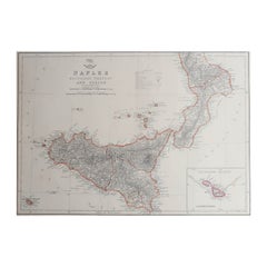 Large Original Antique Map of Sicily, Italy. John Dower, 1861