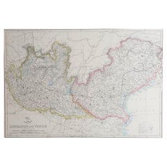 Große Original-Antike Karte der Lombardei und Venedig, Italien. John Dower, 1861