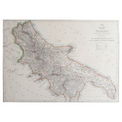 Large Original Antique Map of The South of Italy. John Dower, 1861