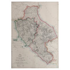 Large Original Antique Map of Tuscany / Toscana, Italy. John Dower, 1861