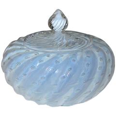 Large Barovier Opalescent Controlled Bubble Lidded Bowl