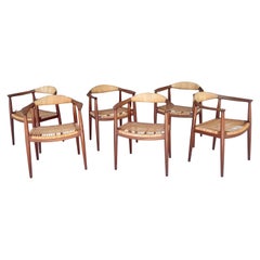 Hans Wegner Mid Century Teak The Chair with Cane Seats model JH 501