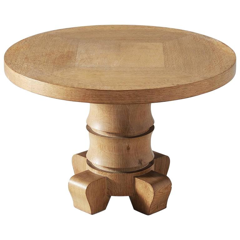 Round Coffee Table in Solid Oak For Sale at 1stDibs