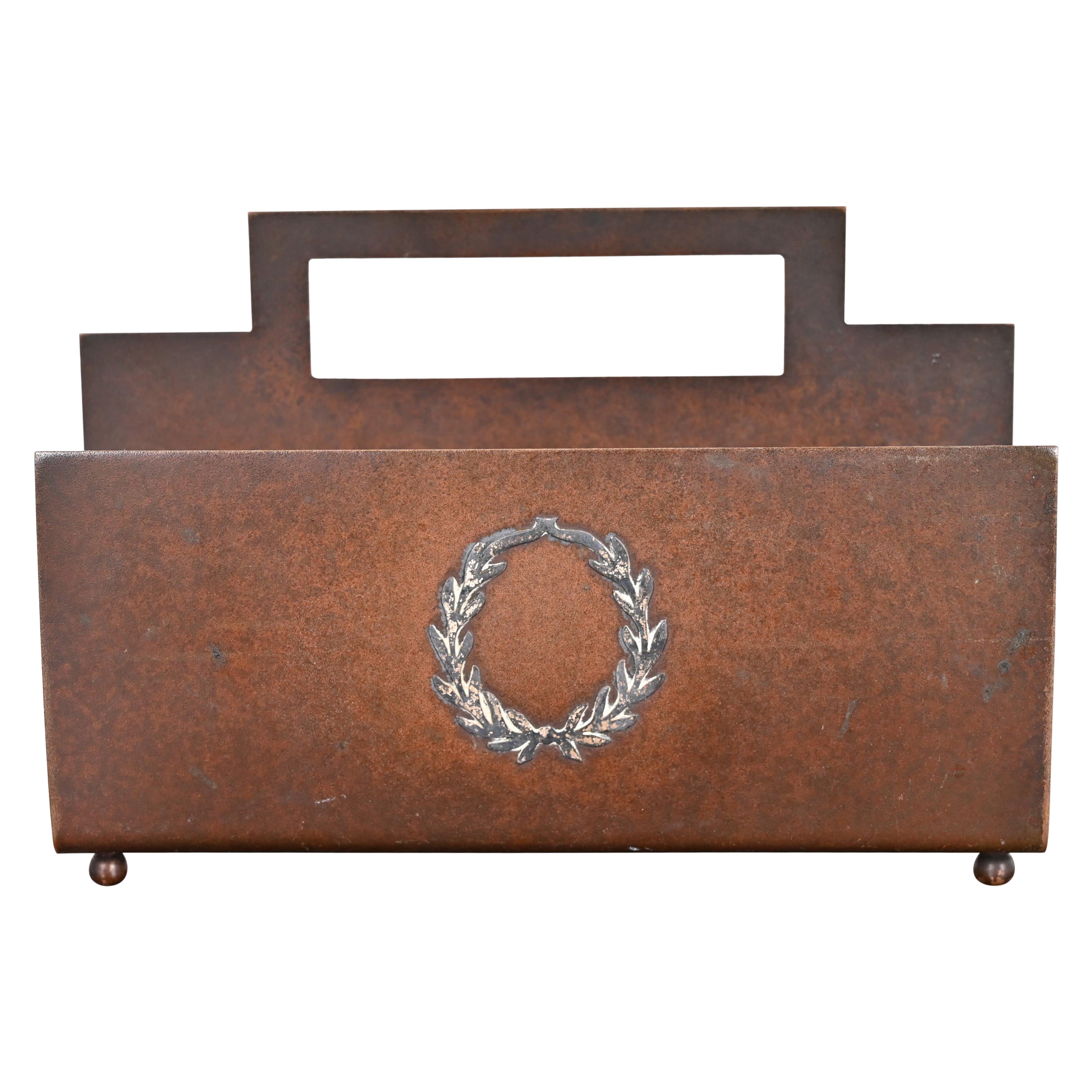 Heintz Arts & Crafts Briefständer aus Sterlingsilber auf Bronze