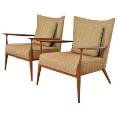 Paul McCobb per Directional Sedie da salotto scolpite in noce e imbottite, coppia