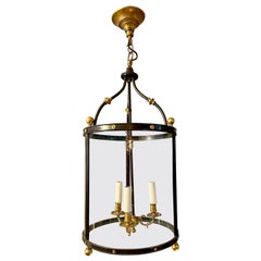 An Antique French Empire Style Gilt Brass And Patinated Bronze Lantern