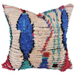 Custom Pillow Cut from a Vintage Hand Loomed Wool Azilal Moroccan Rug